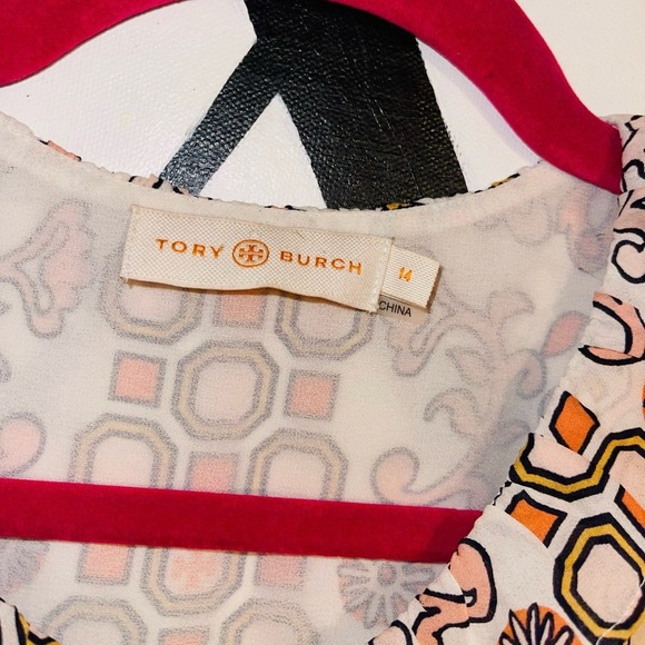 Tory Burch Silk Dress Geometric Floral Long Sleeve Dress - Picture 5 of 11